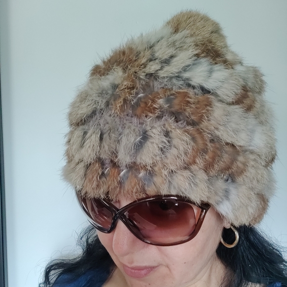 Genuine Rabbit Fur Woven Beanie Hat by Pleau Boutique - Picture 1 of 12